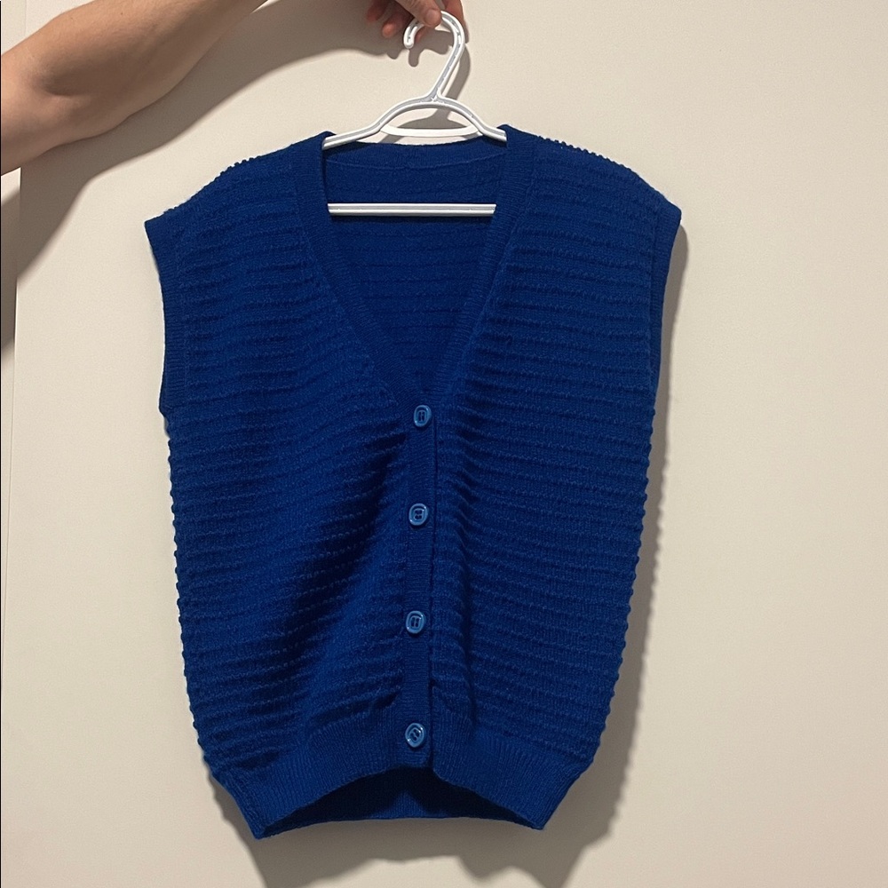 Elegant Blue V-Neck Sweater Vest